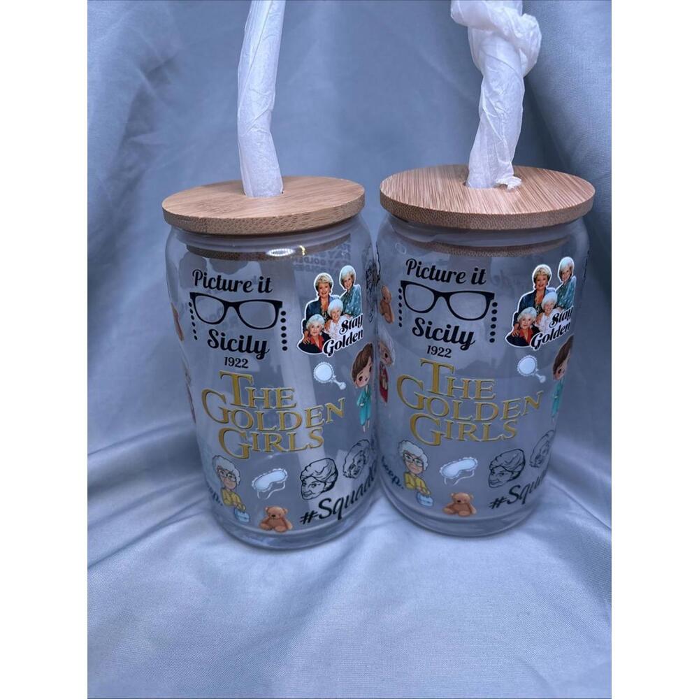 Glass golden Girl Tumblers With Straws